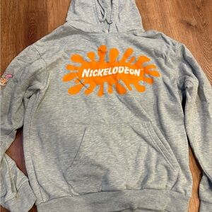 Nickelodeon Light Gray Hoodie with Orange Slime Graphic